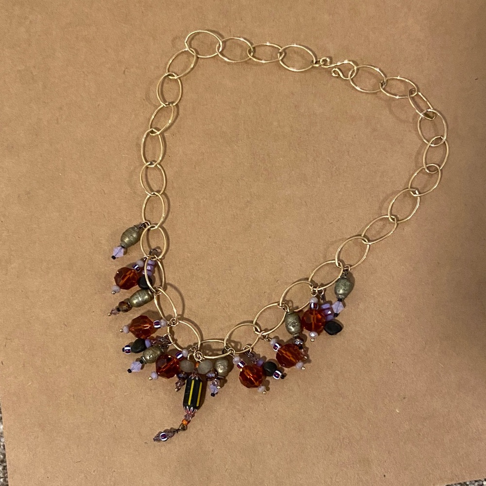 14k GF chain and vintage crystal bead necklace. 18k vermeil clasp. boutique made